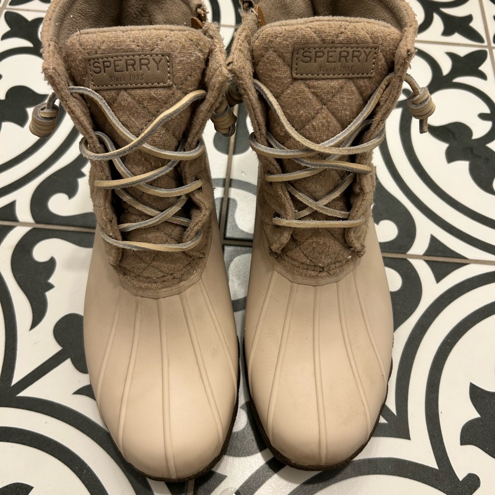 Sperry Taupe and Light Brown Women's Winter Rain Boots